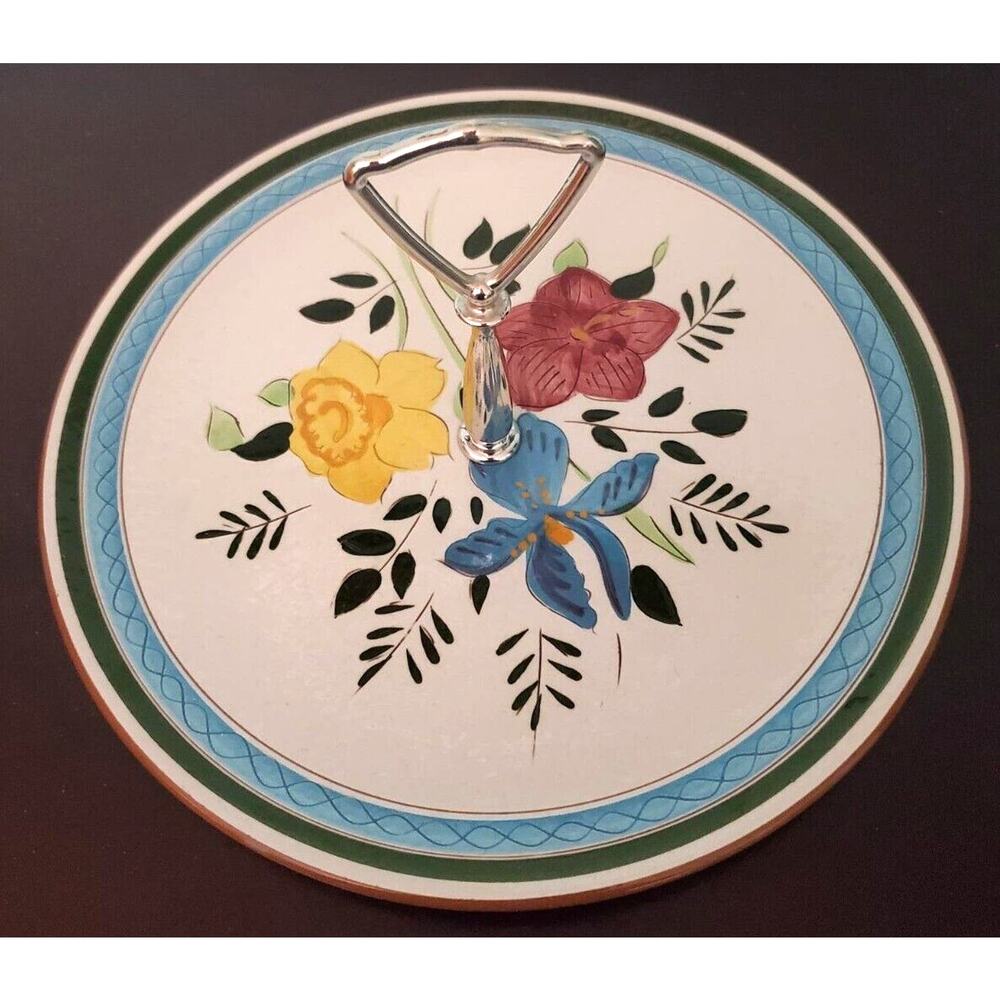 Vintage Stagl Pottery Country Garden 10" Tidbit Serving Plate Tray Stagle Stragl
